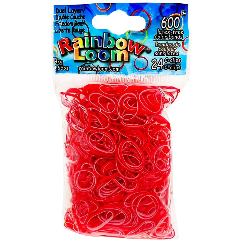 Rainbow LoomÂ® Dual Layer Collection: Freedom Red Rubber Bands with 24 C-Clips (600 Count) - Image 1